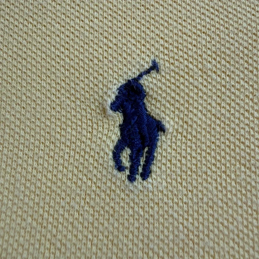 Vintage Polo Ralph Lauren Men's Large Yellow Blue Pony Polo Shirt 90s